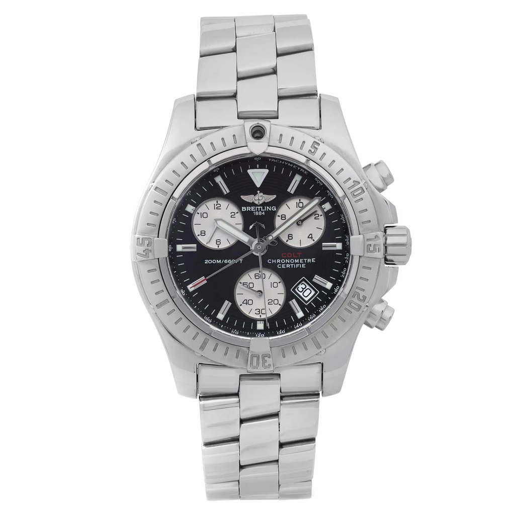 Front Full View Of Breitling A73380 Stainless Steel Watch Pre Owned Condition Good