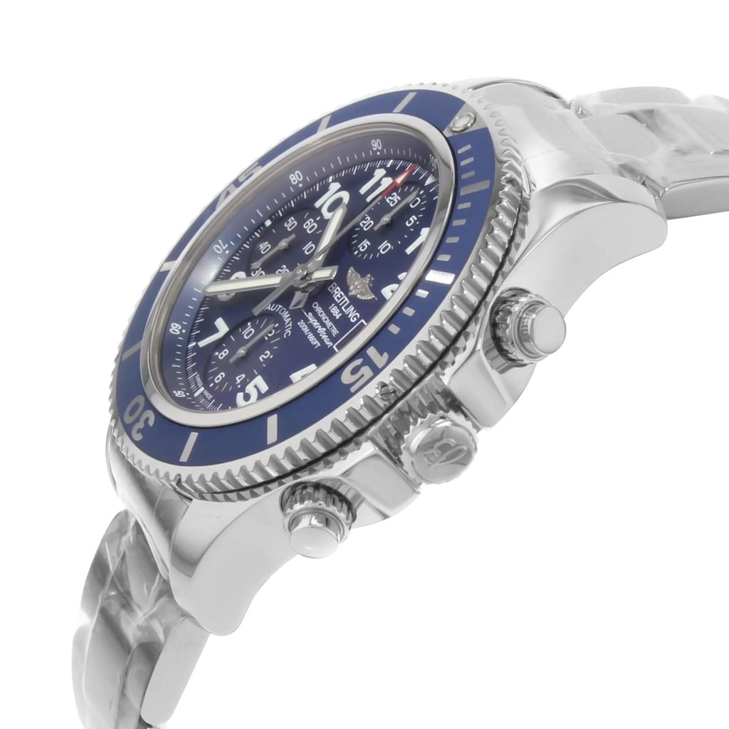 View Of Opposite Crown Facing Side Of Breitling A13311D1/C936-161A Stainless Steel Watch Display Model Condition