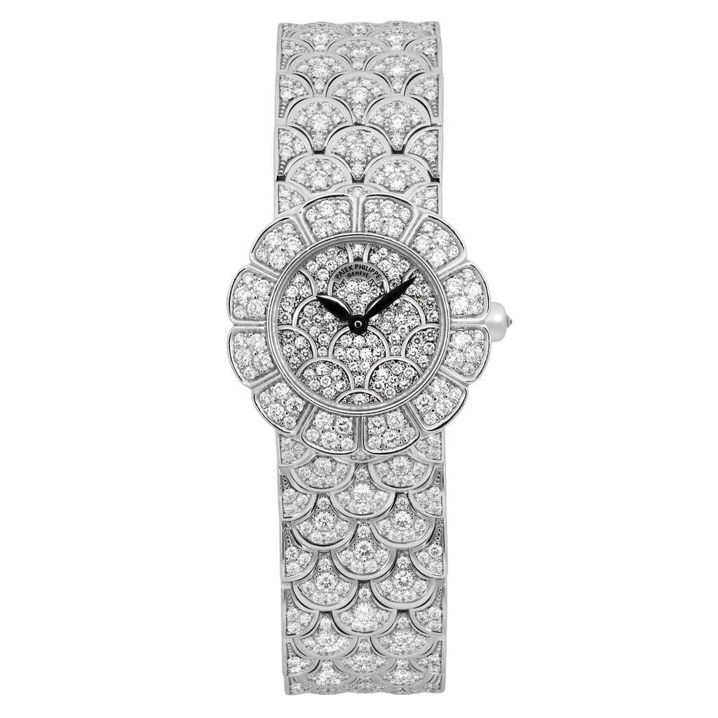 Front Full View Of Patek Philippe 4872/3G-001 White Gold Watch Pre Owned Condition Excellent
