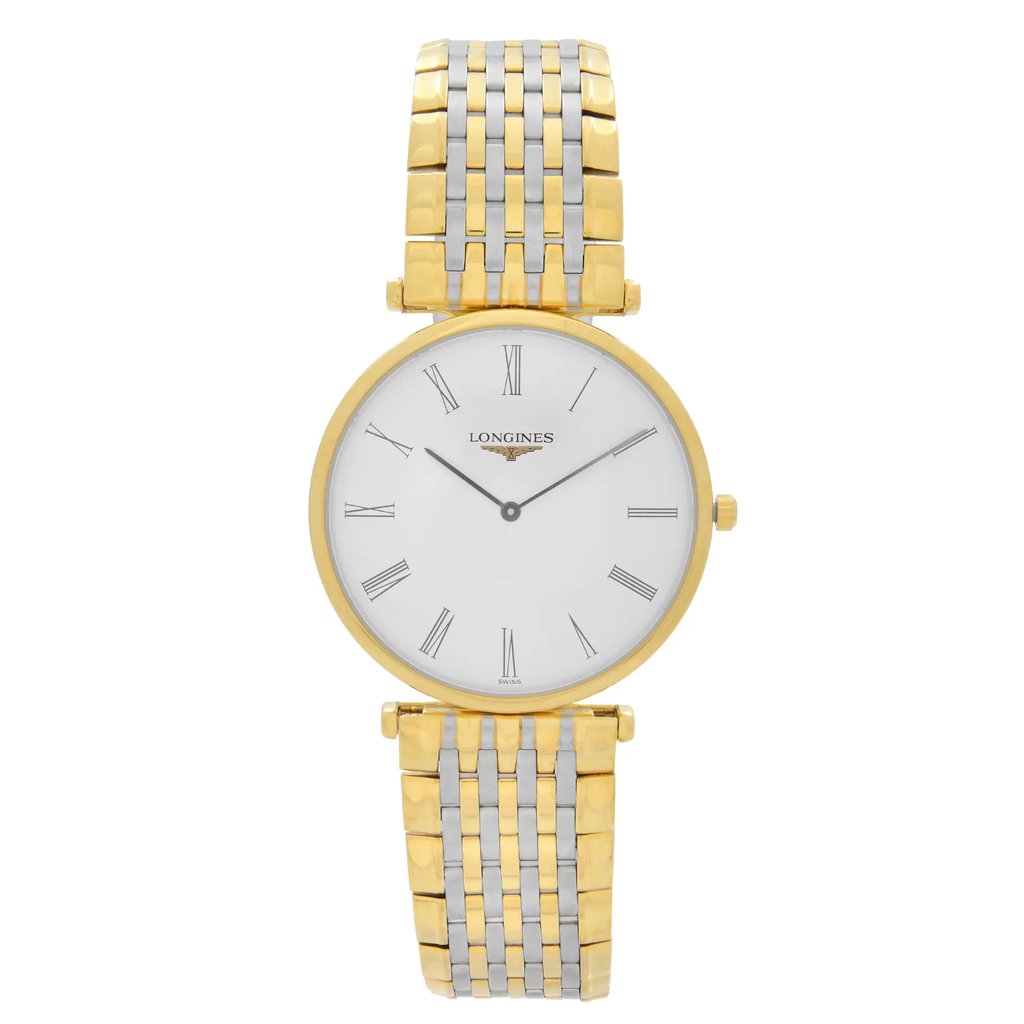 Front Full View Of Longines L4.755.2.11.7 Stainless Steel Watch Pre Owned Condition {Product Condition}