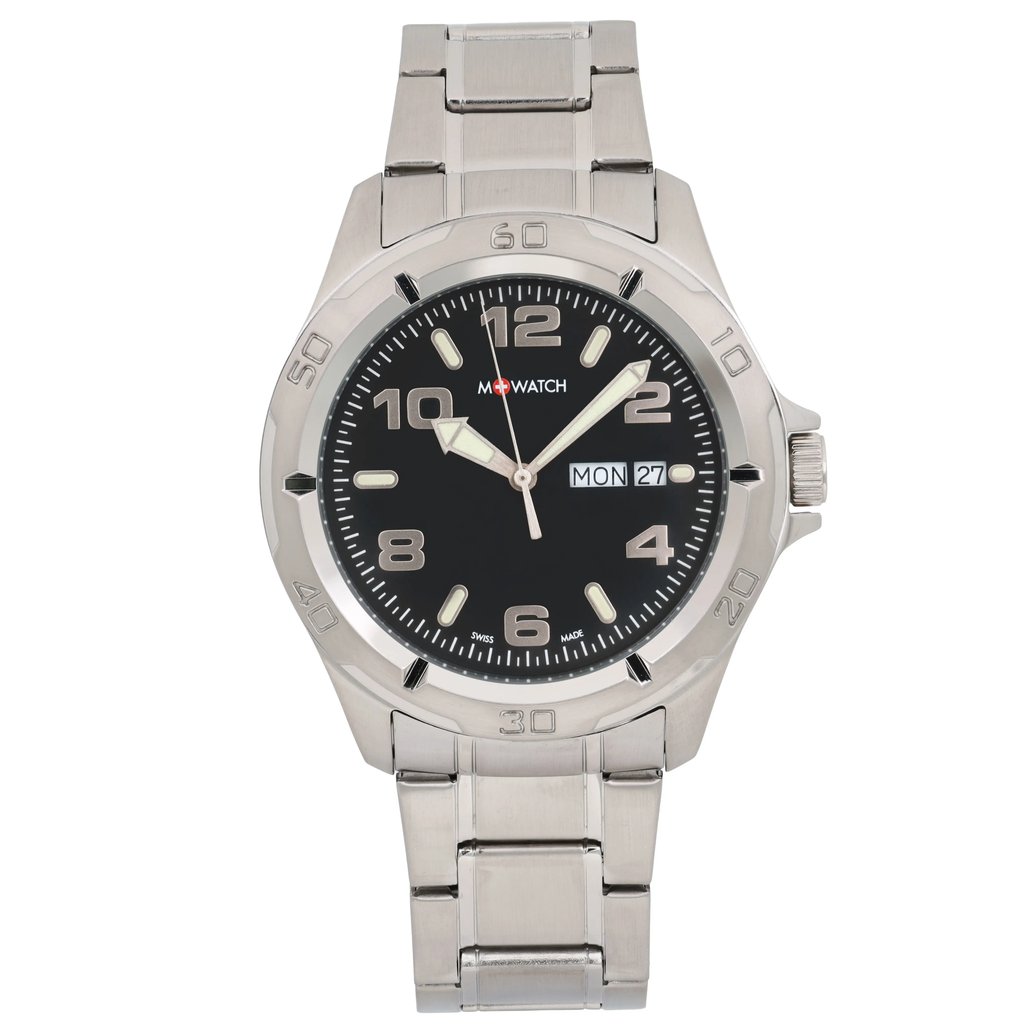 Front Full View Of M-Watch WBD.16320.SJ Stainless Steel Watch New Without Tags Condition Excellent