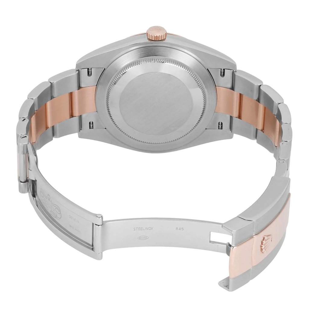 Back View Of Solid Back Case And Open Stainless Steel,Rose Gold Band Of Rolex 126331 Watch Pre Owned Condition