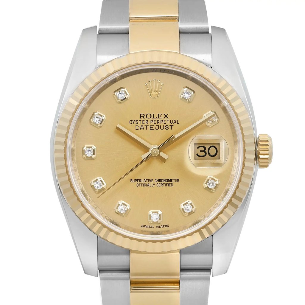 Up Close Front Facing Picture Of Rolex 116233 Stainless Steel Watch Pre Owned Condition
