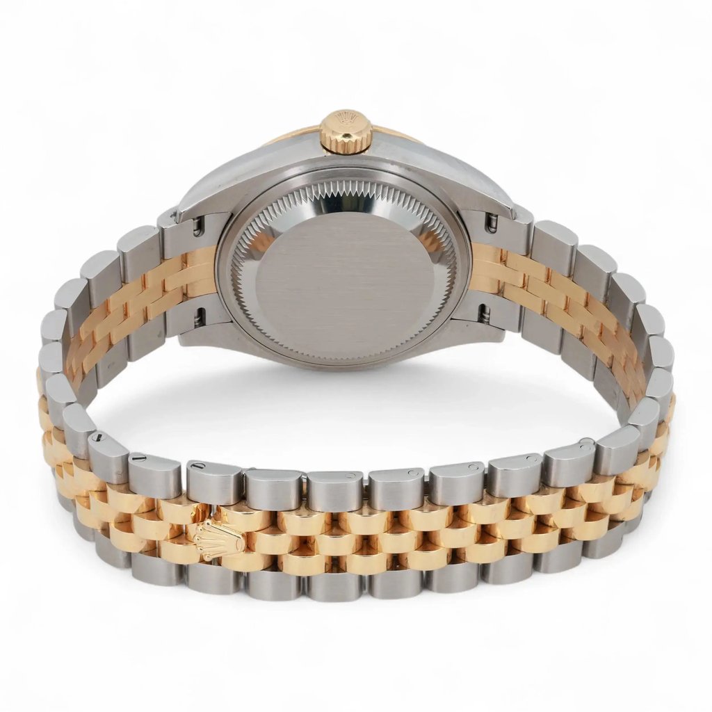 Back View Of Solid Back Case And Closed Stainless Steel,Yellow Gold Band Of Rolex 279173 chij Watch Pre Owned Condition