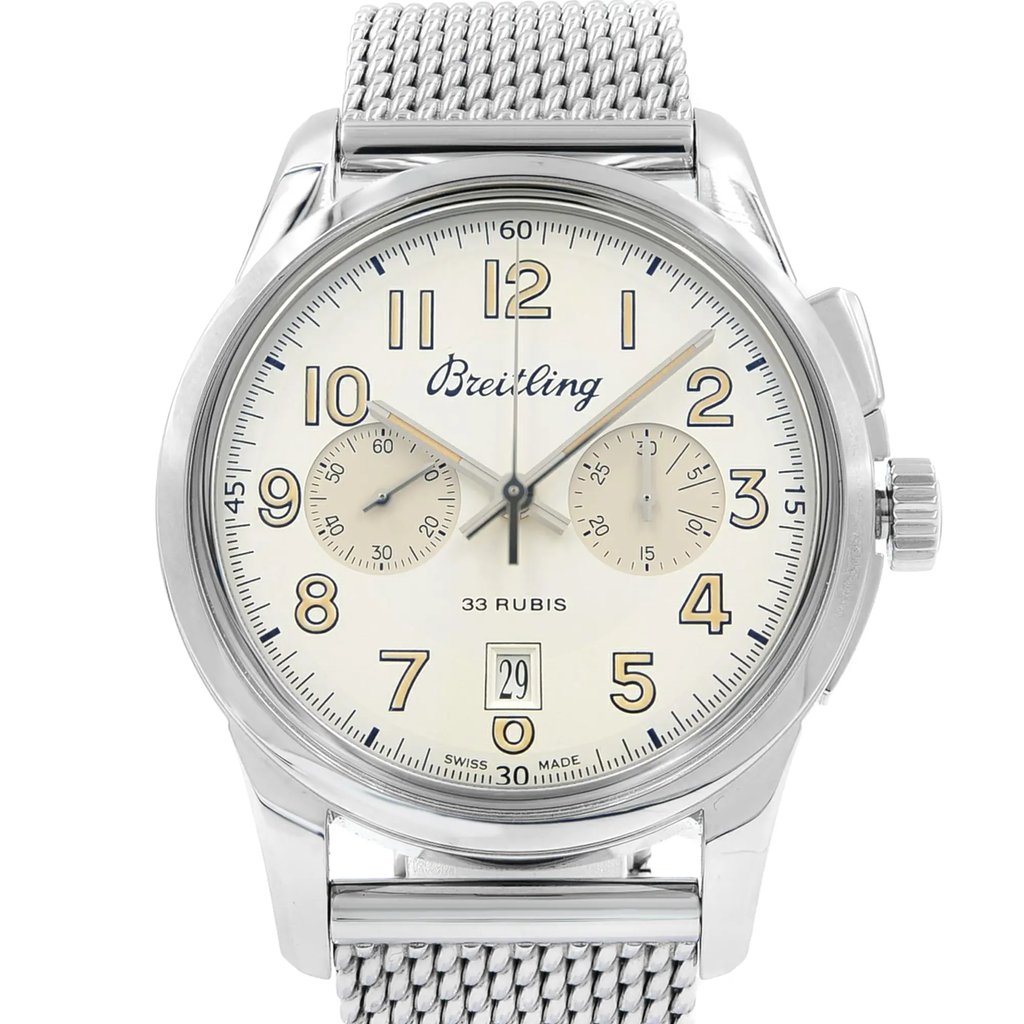 Front Full View Of Breitling AB141112/G799-154A Stainless Steel Watch Pre Owned Condition {Product Condition}