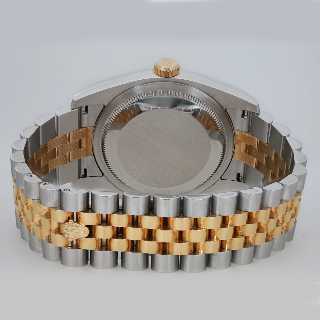 Back View Of Screwback Back Case And Closed Stainless Steel,Yellow Gold Band Of Rolex 116233 Watch Pre Owned Condition