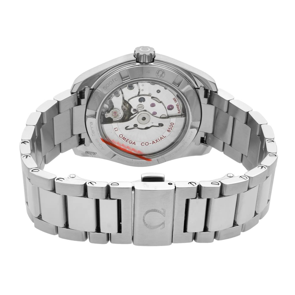 Back View Of {Caseback} Back Case And Closed Stainless Steel Band Of OMEGA 231.10.39.21.01.002 Watch Unworn Condition