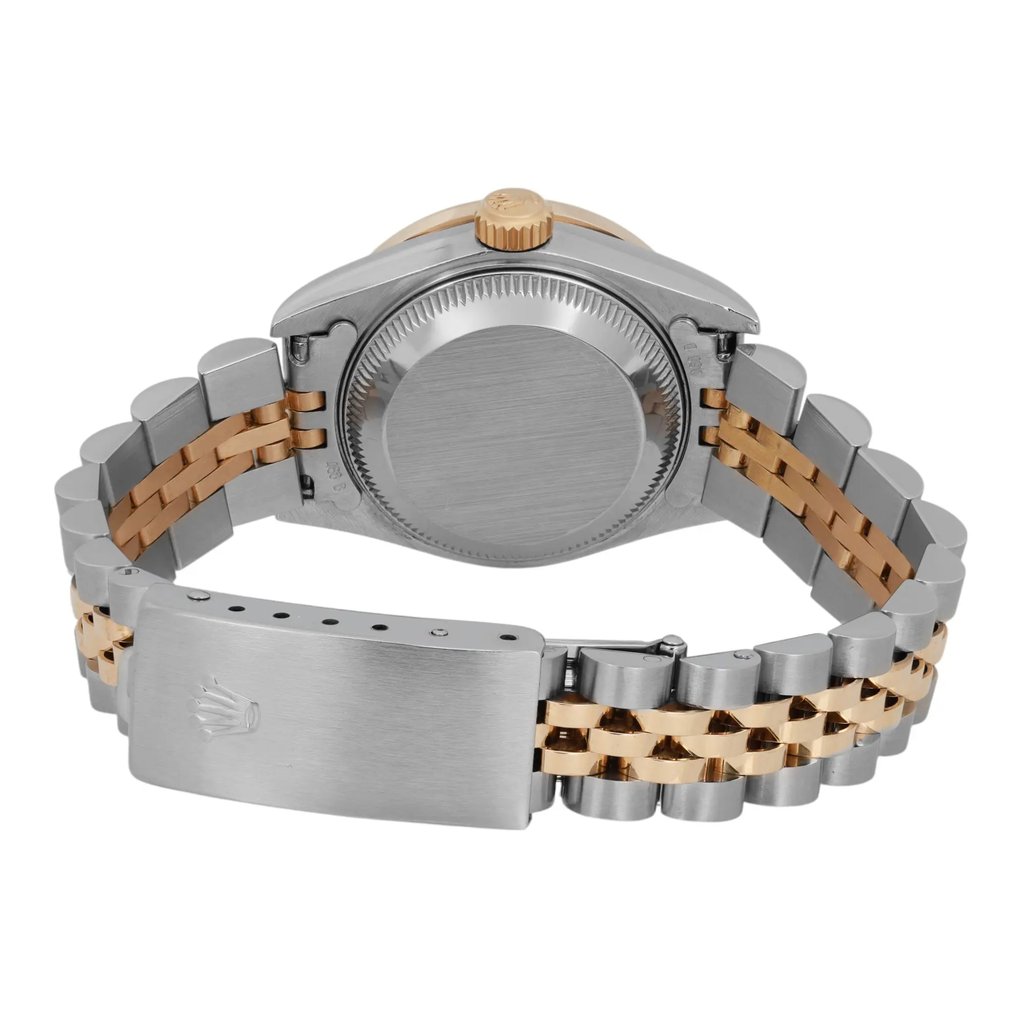 Back View Of Solid Back Case And Closed Stainless Steel,Yellow Gold Band Of Rolex 69173 Watch Pre Owned Condition
