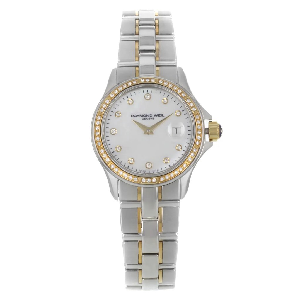 Front Full View Of RAYMOND WEIL 9460-SGS-97081 Stainless Steel Watch Display Model Condition Excellent
