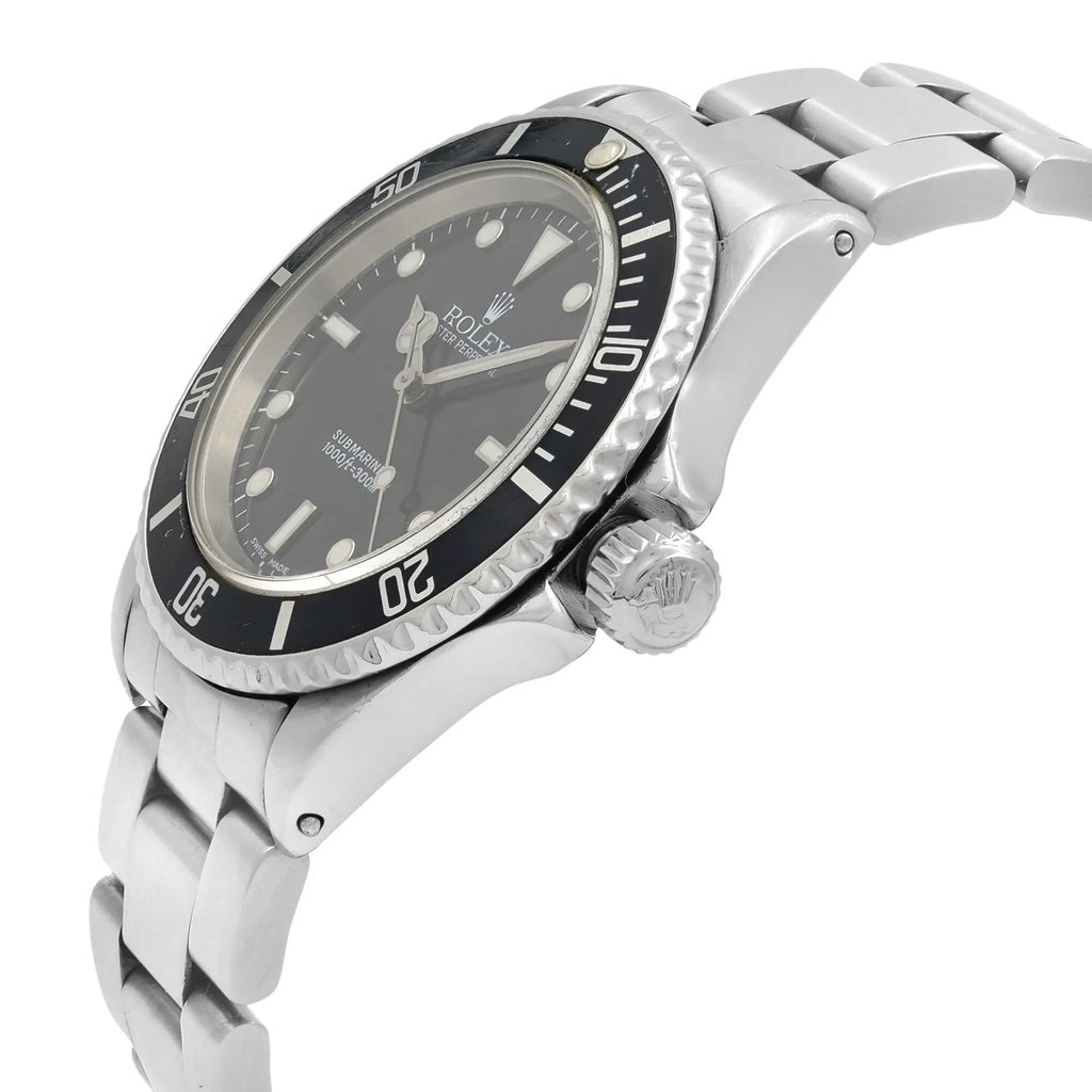 View Of Crown Facing Side Of Rolex 14060M Stainless Steel Watch Pre Owned Condition