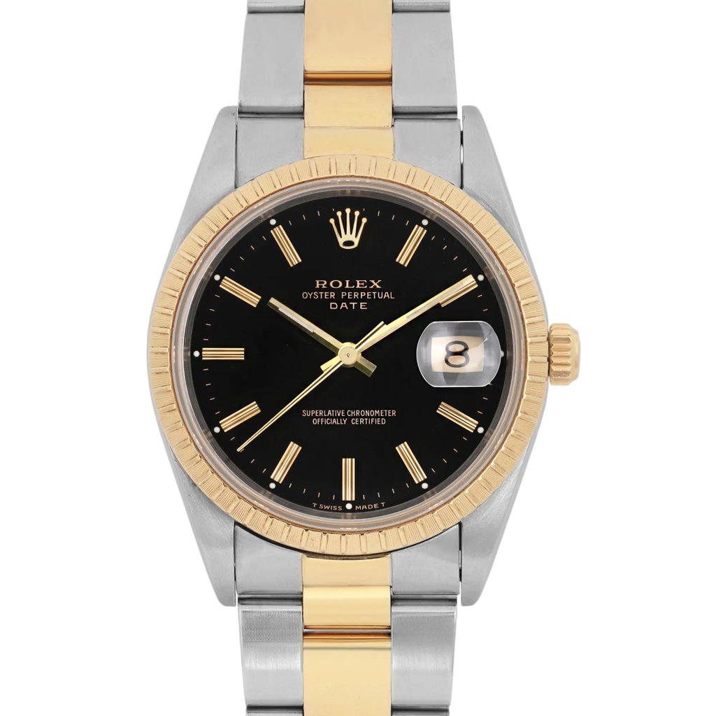 Up Close Front Facing Picture Of Rolex 15223 Stainless Steel Watch Pre Owned Condition