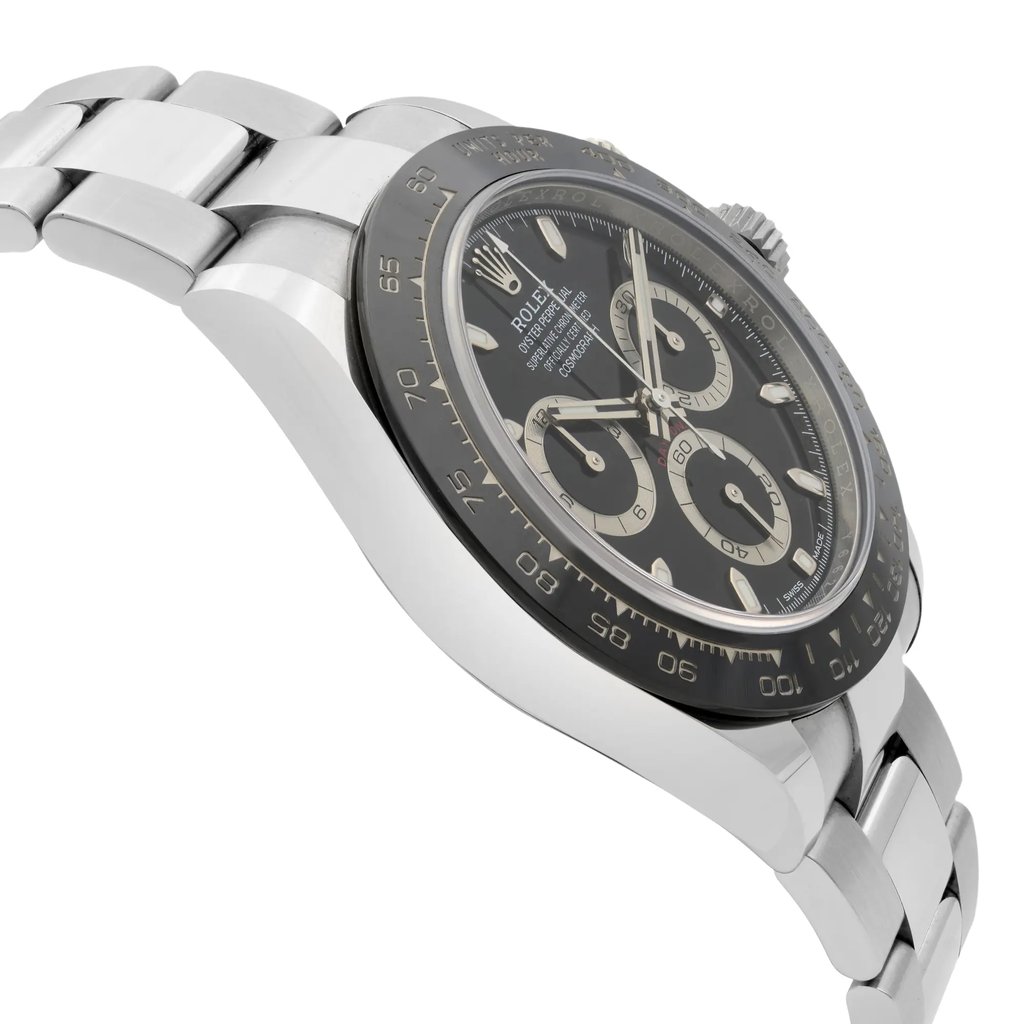 View Of Opposite Crown Facing Side Of Rolex 116500LN Stainless Steel Watch Pre Owned Condition