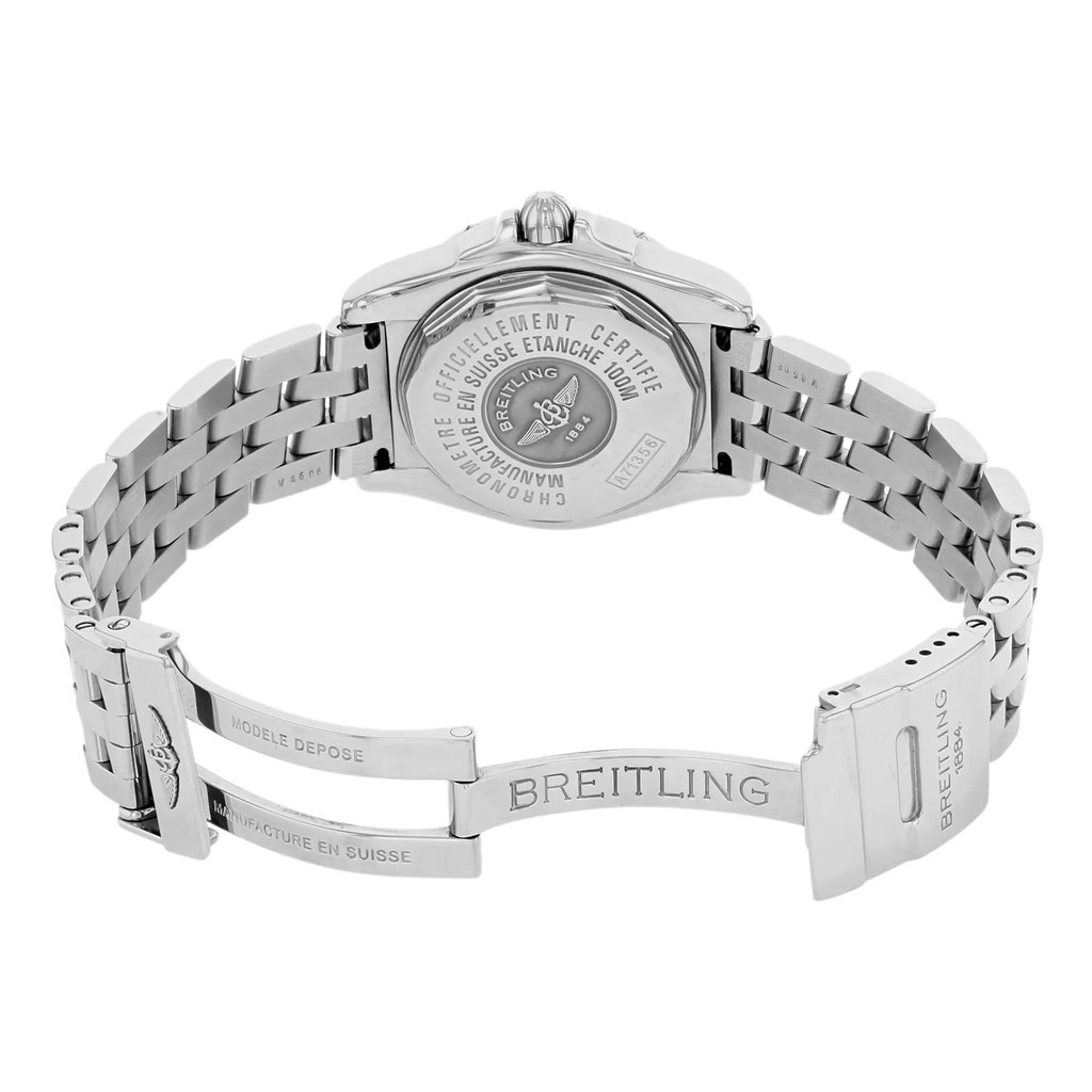 Back View Of {Caseback} Back Case And Open Stainless Steel Band Of Breitling A7135653/B903-367A Watch Pre Owned Condition