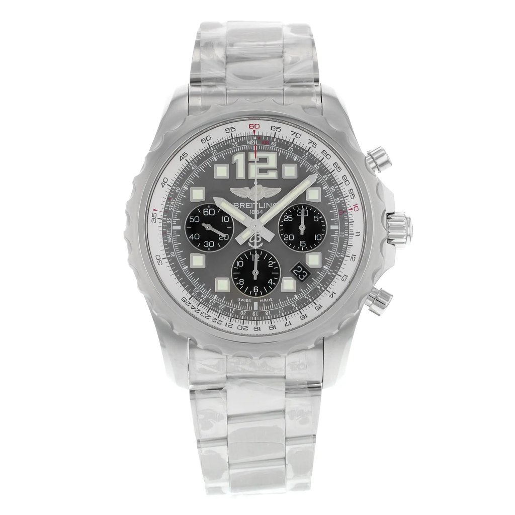 Front Full View Of Breitling A2336035/F555-167A Stainless Steel Watch Pre Owned Condition {Product Condition}