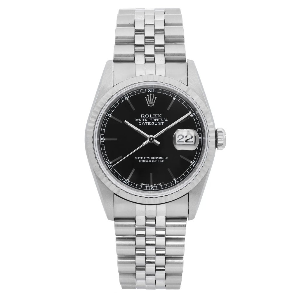Front Full View Of Rolex 16234 Stainless Steel Watch Pre Owned Condition Good