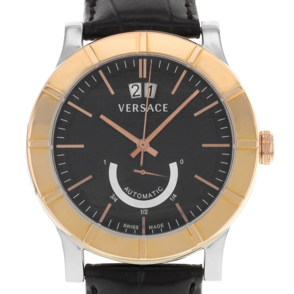 Up Close Front Facing Picture Of Versace 18A99OD009 S009 Stainless Steel Watch Unworn Condition