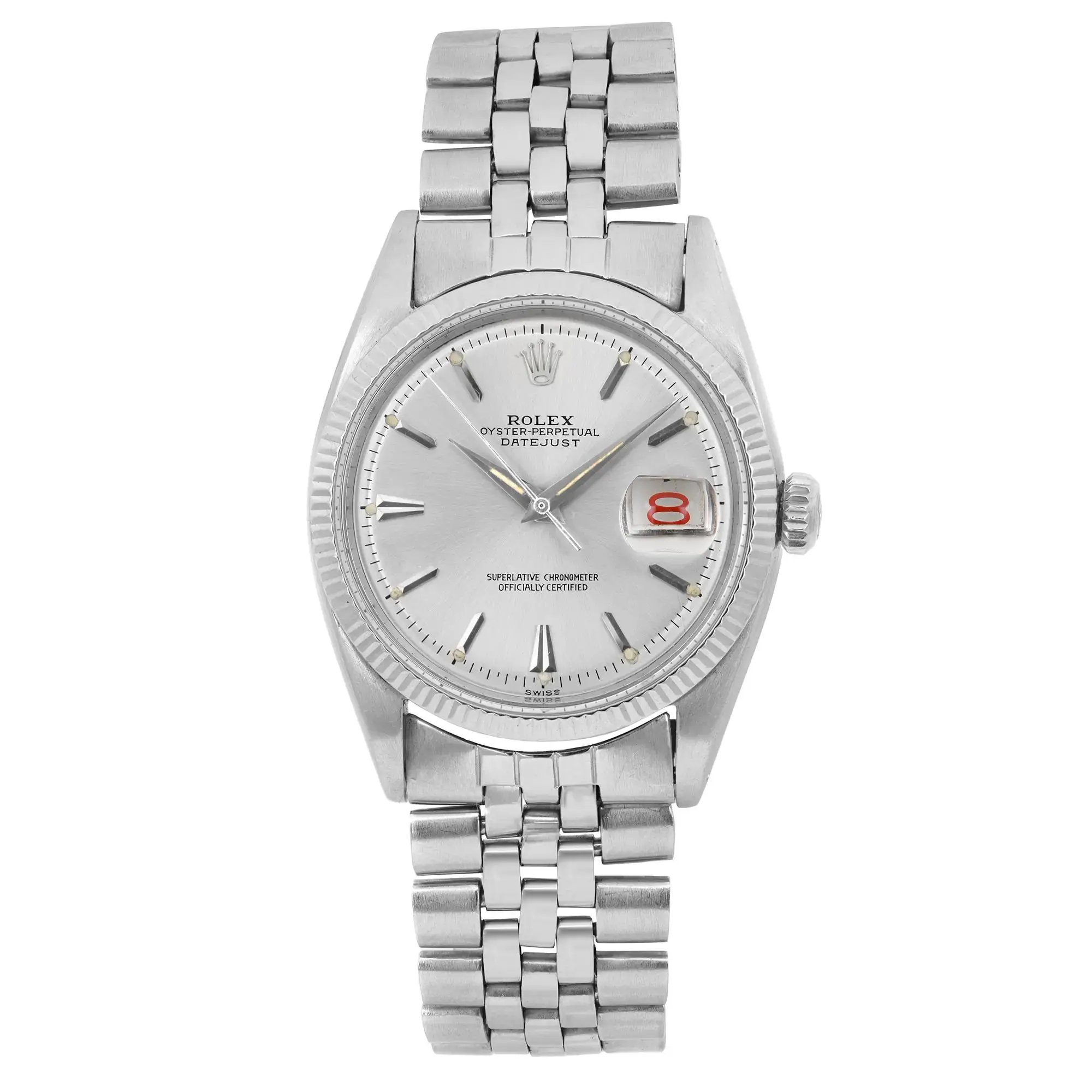 Front Full View Of Rolex 6605 Stainless Steel Watch Pre Owned Condition Fair