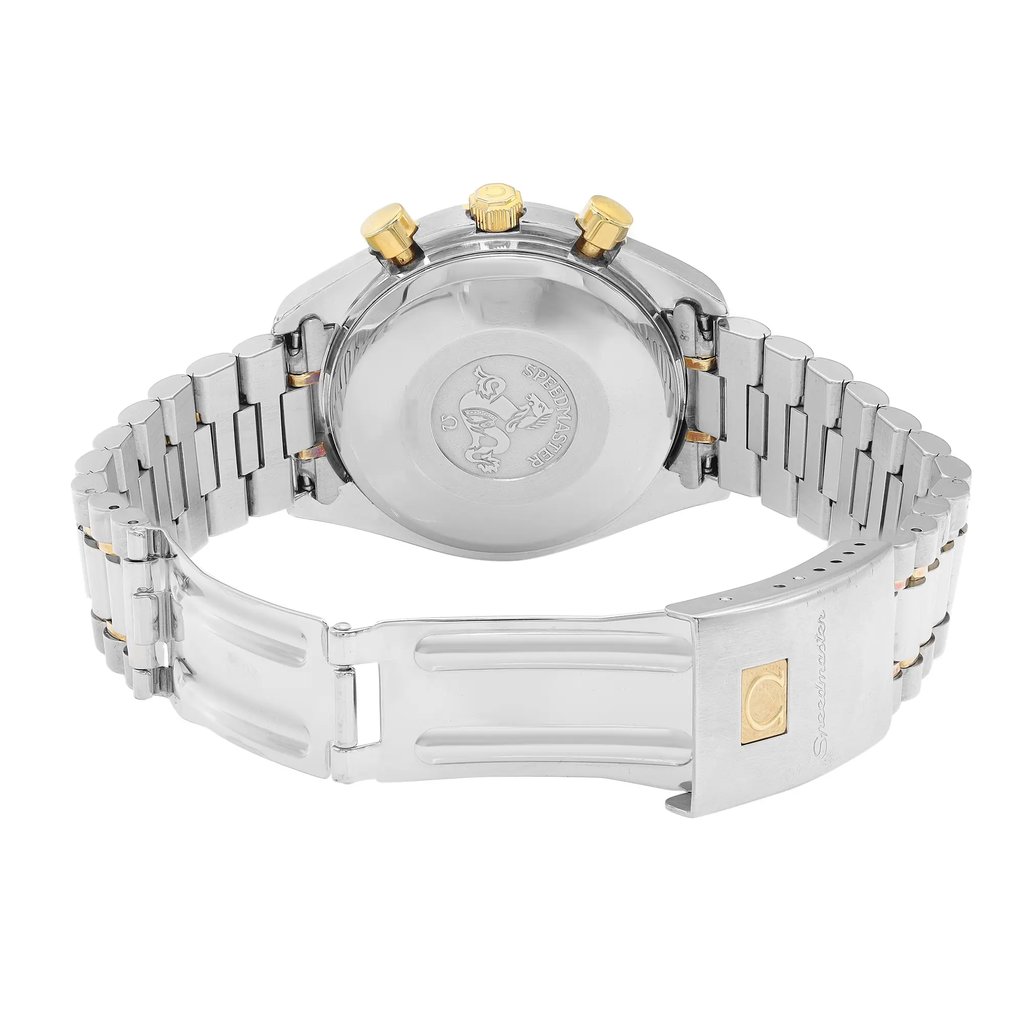 Back View Of Solid Back Case And Open Stainless Steel,Gold Band Of Omega 3311.80.00 Watch Pre Owned Condition