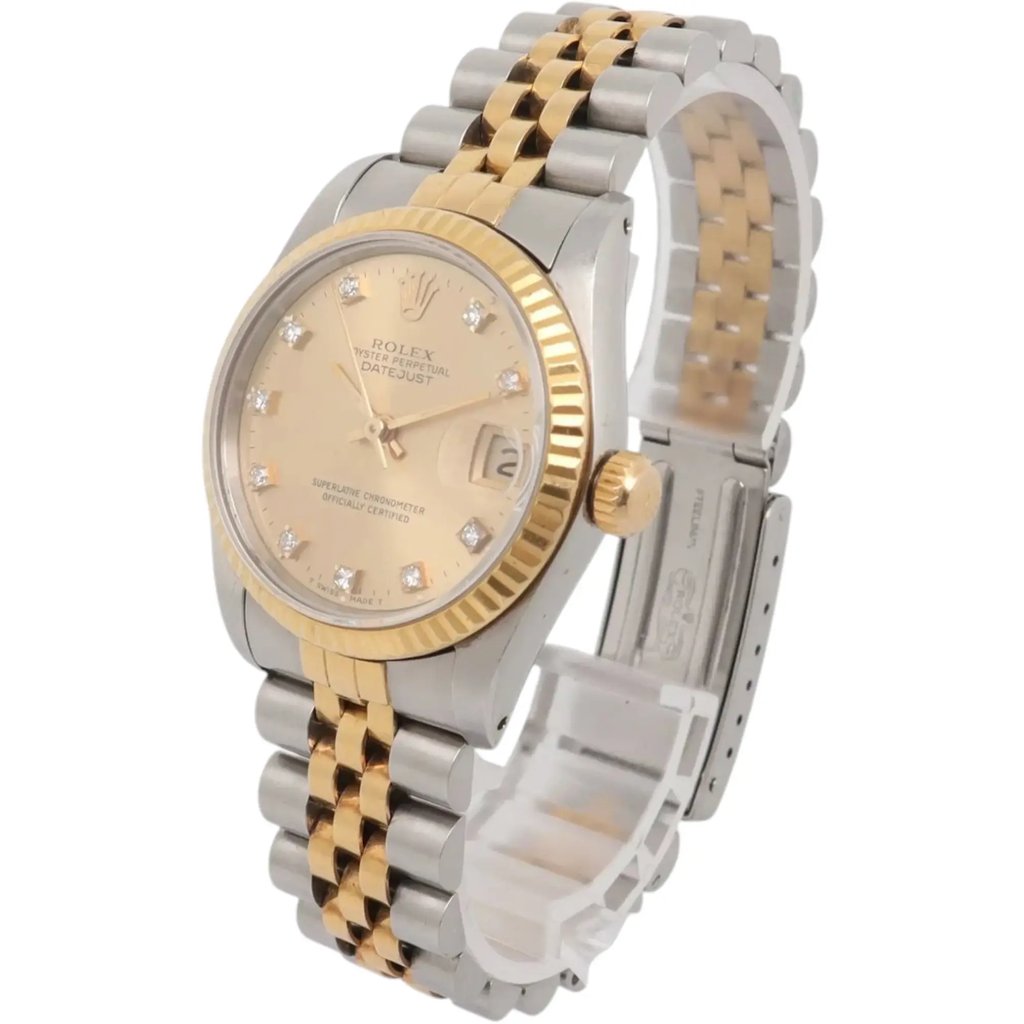 View Of Crown Facing Side Of Rolex 68273 Stainless Steel Watch Pre Owned Condition