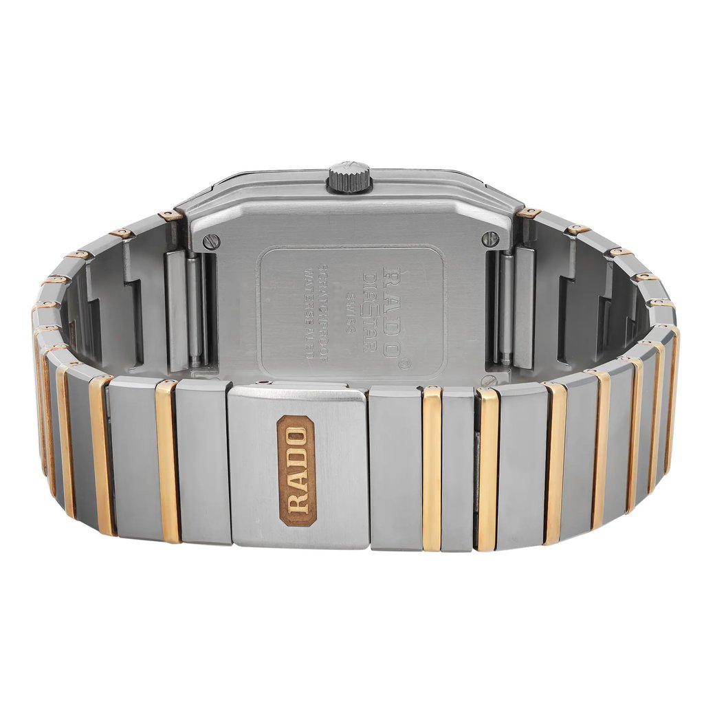 Back View Of Screwback Back Case And Closed Ceramic,Stainless Steel Band Of Rado 193.0365.3 Watch Pre Owned Condition
