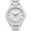 Up Close Front Facing Picture Of Movado 0606978 Stainless Steel Watch Display Model Condition