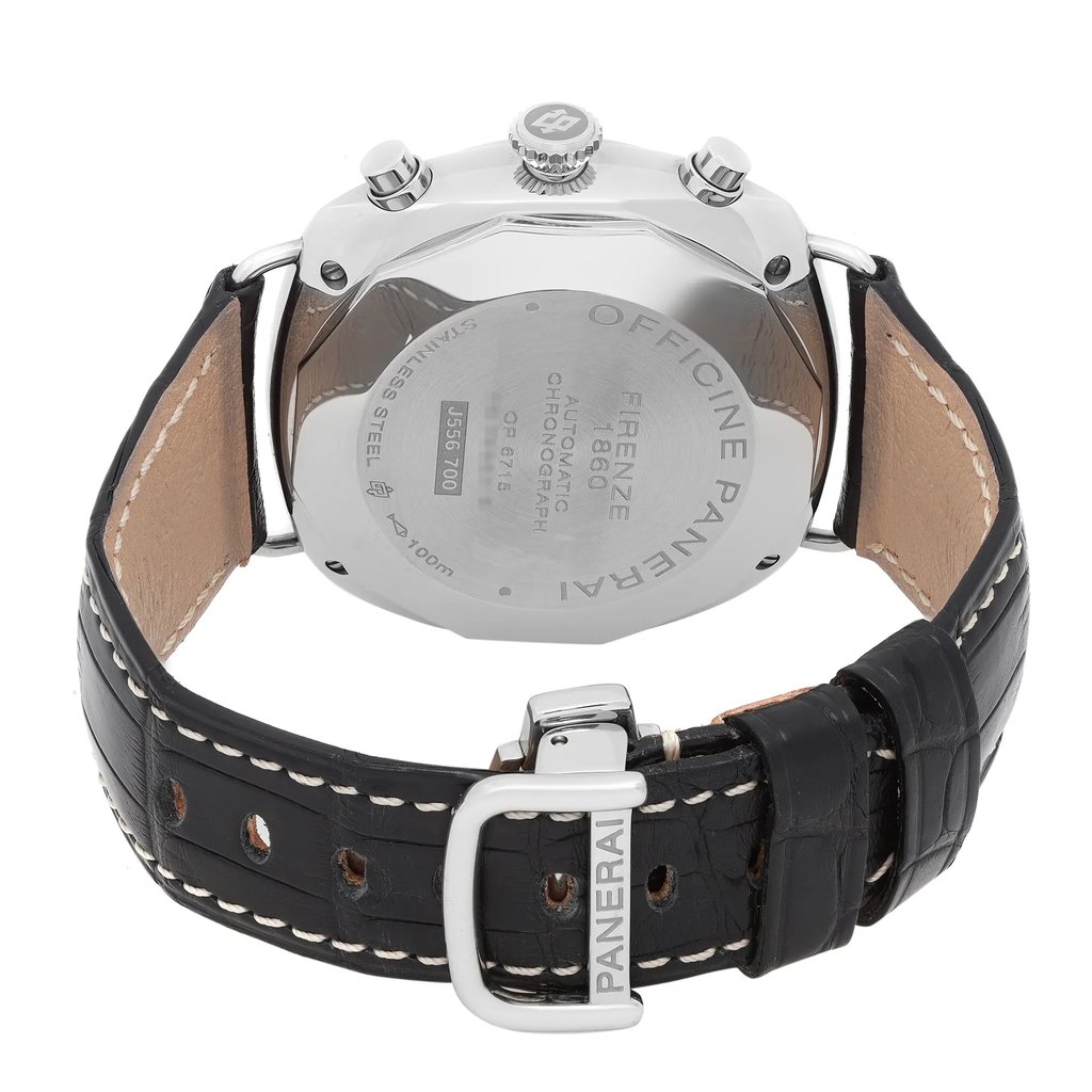 Back View Of Solid Back Case And Closed Leather Band Of Panerai PAM00288 Watch Pre Owned Condition