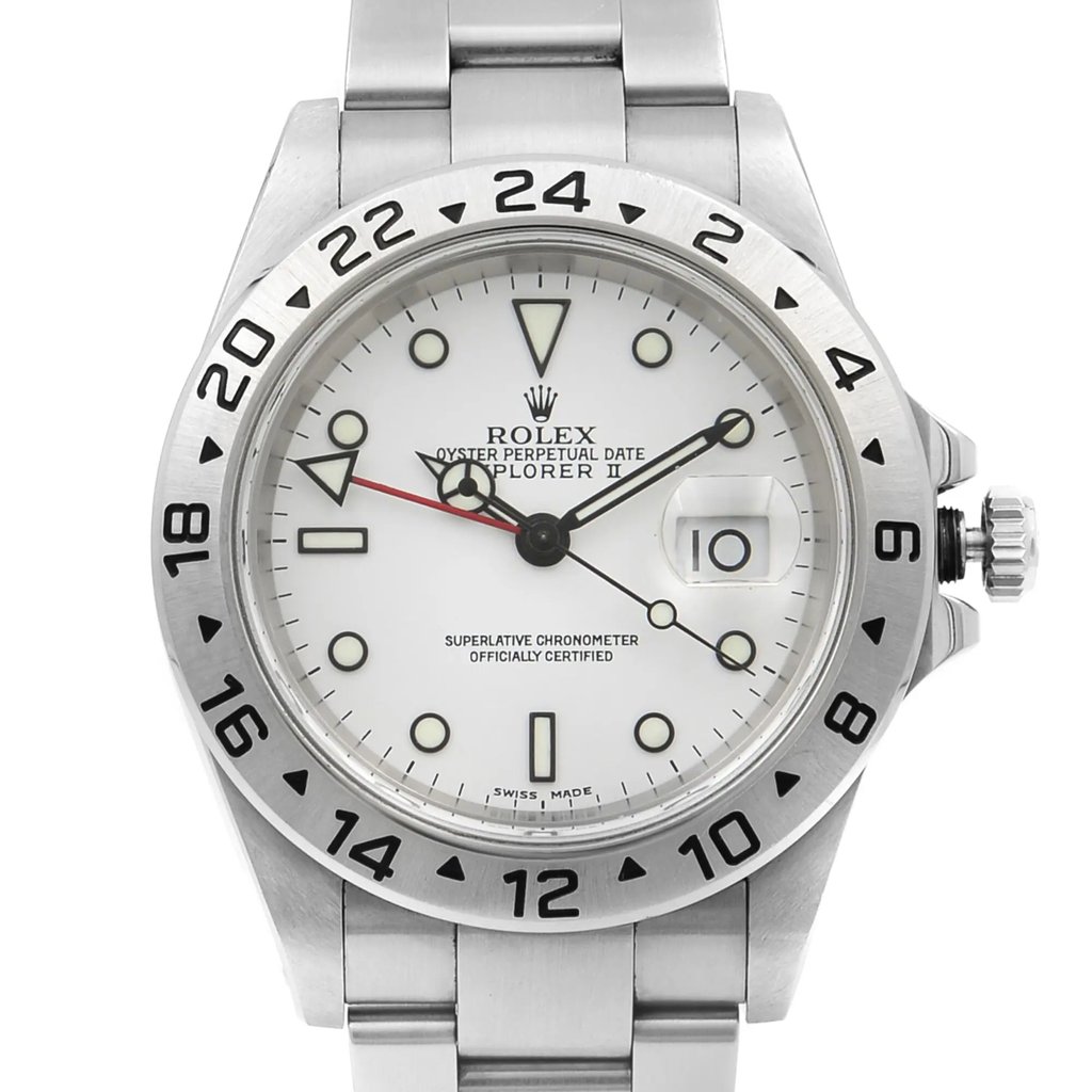 Up Close Front Facing Picture Of Rolex 16570 Stainless Steel Watch Pre Owned Condition