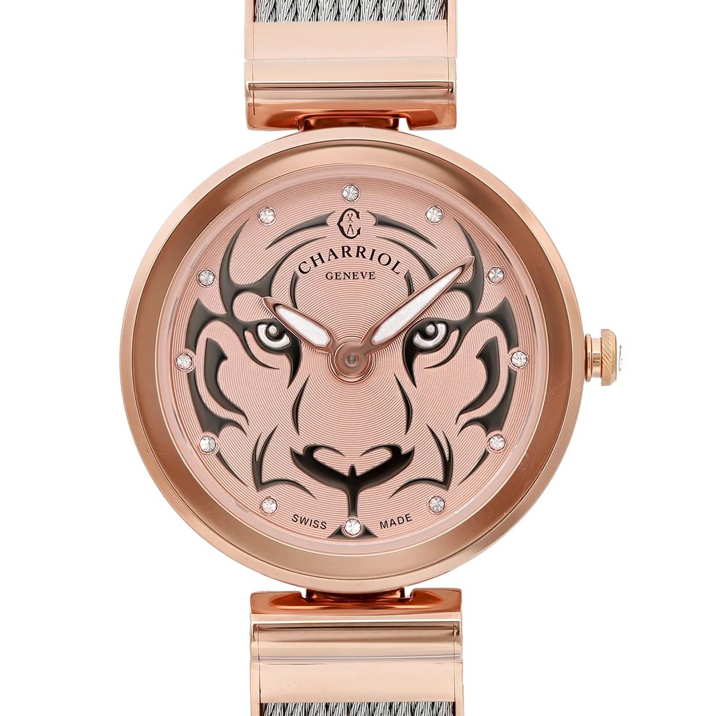 Up Close Front Facing Picture Of Charriol FE32.102.029 Stainless Steel Watch New With Defects Condition