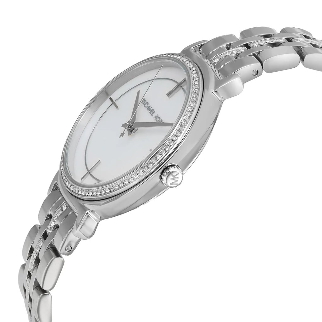 View Of Crown Facing Side Of Michael Kors MK3641 Stainless Steel Watch Display Model Condition
