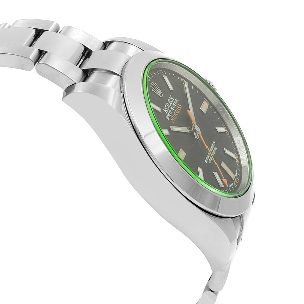 View Of Opposite Crown Facing Side Of Rolex 116400GV Stainless Steel Watch Pre Owned Condition