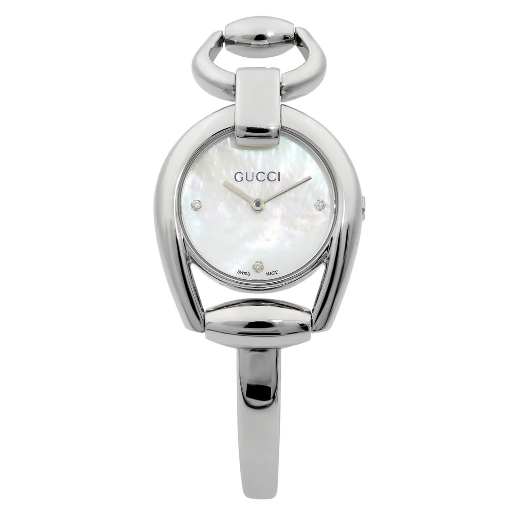 Front Full View Of Gucci YA139506 Stainless Steel Watch Pre Owned Condition Excellent