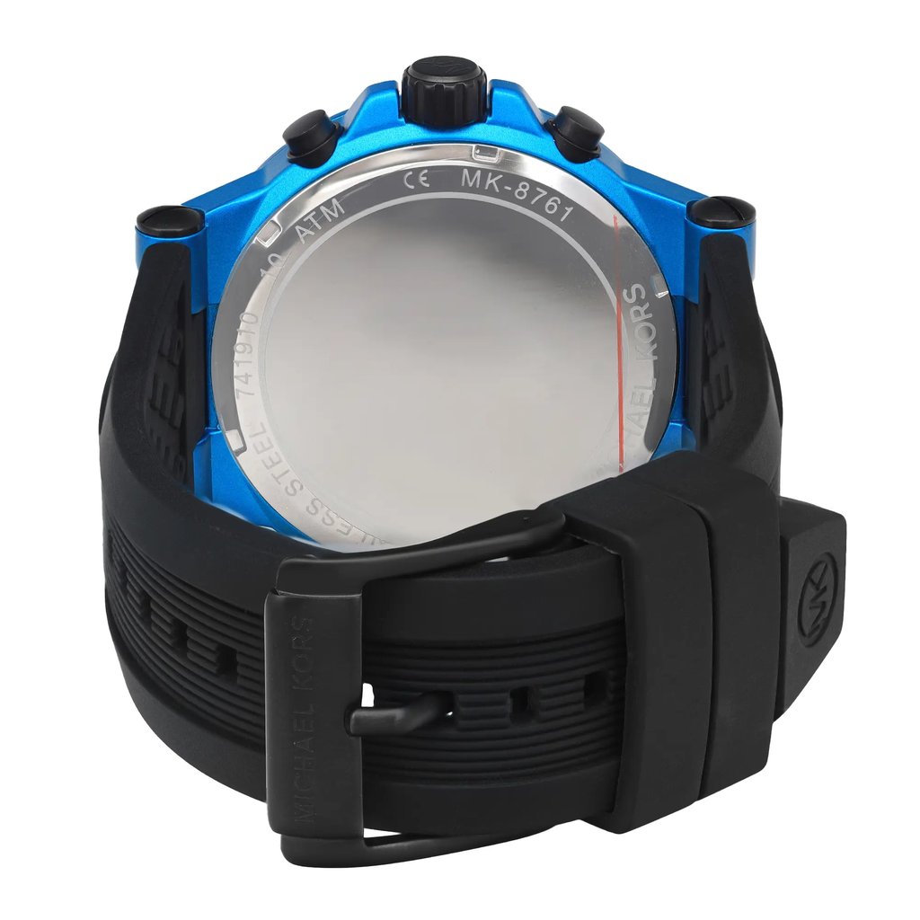 Back View Of Solid Back Case And Closed Rubber Band Of Michael Kors MK8761 Watch New With Defects Condition