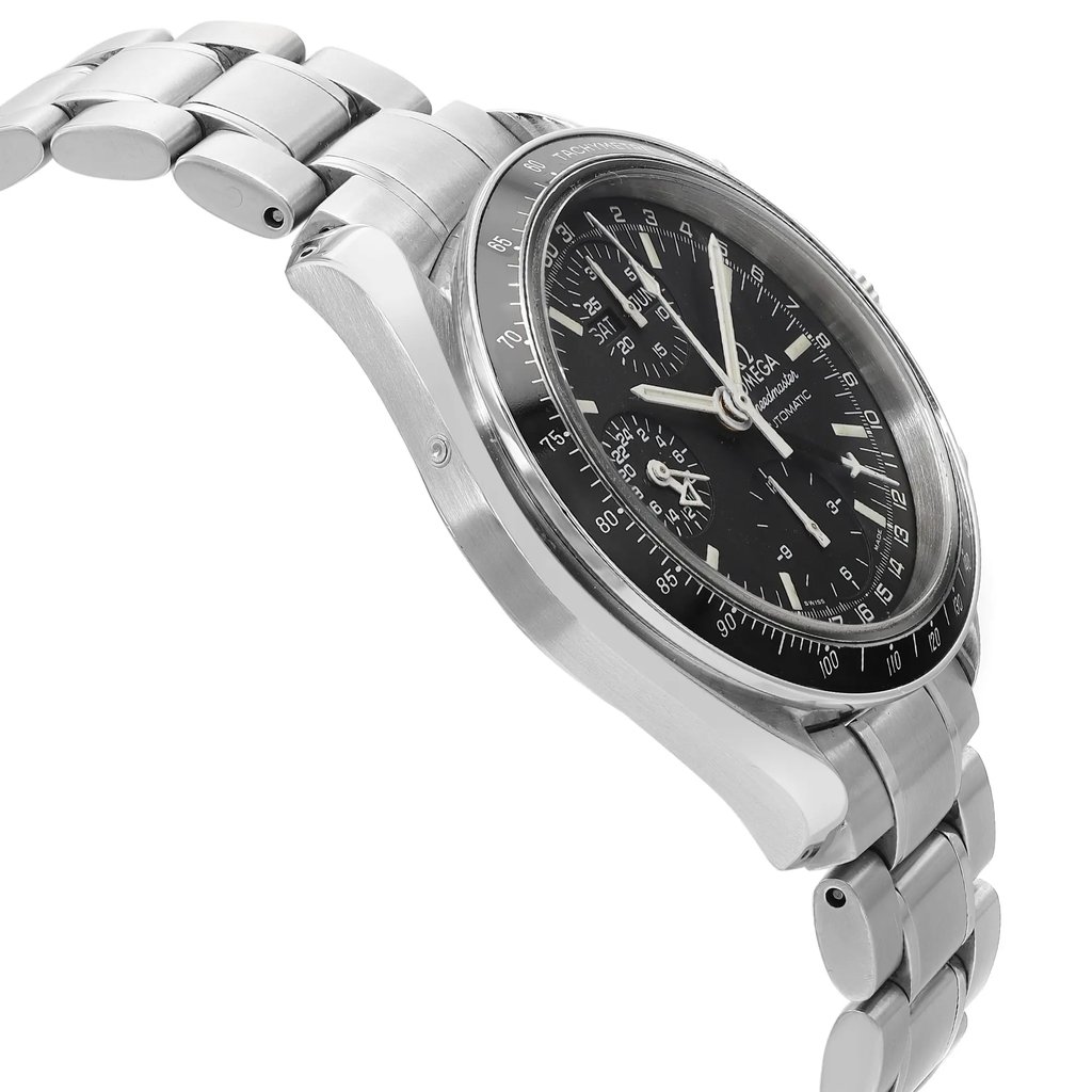 View Of Opposite Crown Facing Side Of OMEGA 3520.50.00 Stainless Steel Watch Pre Owned Condition