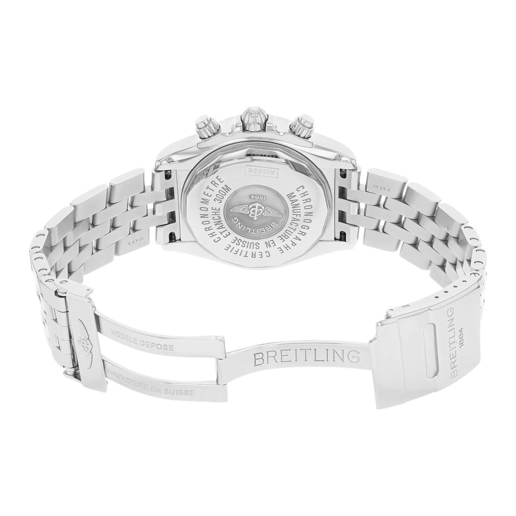 Back View Of {Caseback} Back Case And Open Stainless Steel Band Of Breitling A1335611/C647 SS Watch Display Model Condition