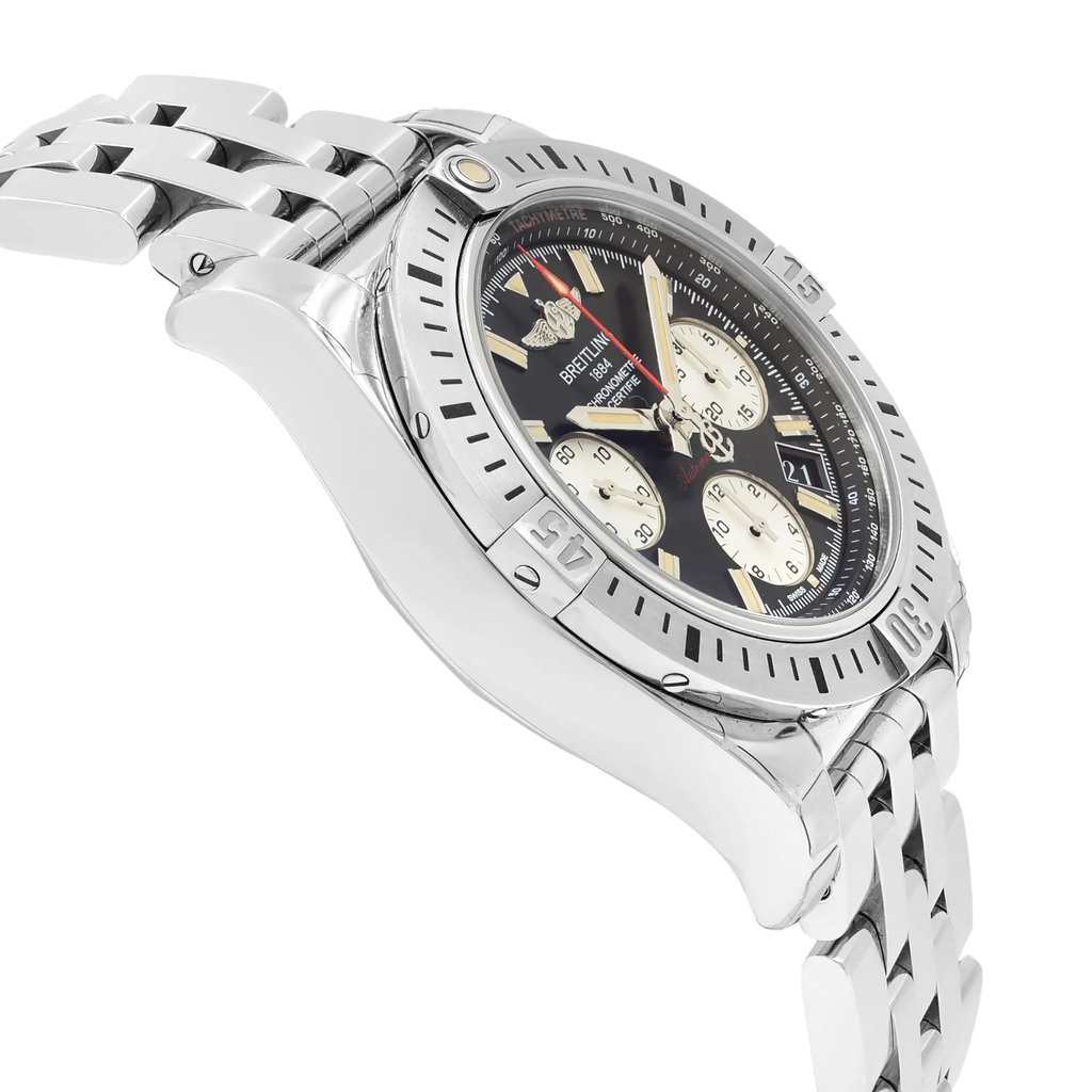 View Of Opposite Crown Facing Side Of Breitling AB01442J/BD26-378A Stainless Steel Watch Display Model Condition