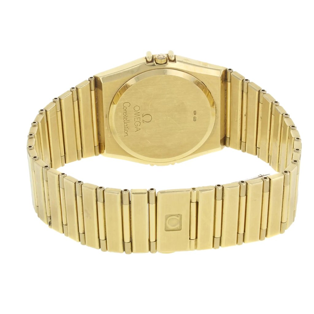 Back View Of {Caseback} Back Case And Closed Gold Band Of OMEGA n/a Watch Pre Owned Condition