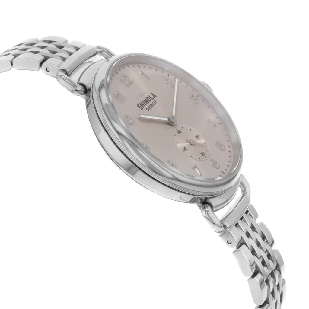 View Of Opposite Crown Facing Side Of Shinola S0120004466 Stainless Steel Watch Pre Owned Condition