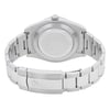 An image of a pre-owned wristwatch showing the back view, focusing on the closed clasp. The watch is positioned horizontally, with the stainless steel bracelet and clasp prominently displayed. The angle provides a clear view of the watch's case back, showcasing its circular design. The photograph is taken from a close distance, highlighting the details and finish of the metal surface.