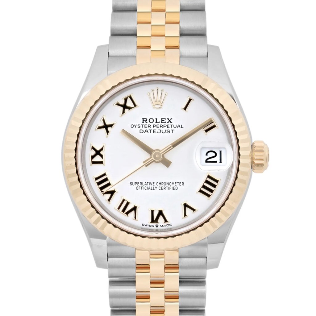 Up Close Front Facing Picture Of Rolex 278273 Stainless Steel Watch New Condition