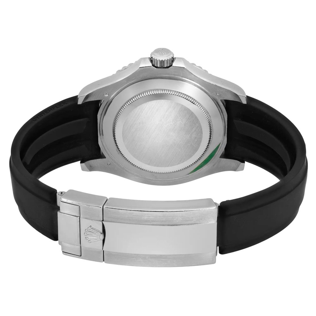 Back View Of Screwback Back Case And Closed Rubber Band Of Rolex 226659 Watch Pre Owned Condition