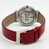 Back View Of Exhibition Back Case And Closed Leather Band Of Mondaine A128.30008.16SBC Watch Display Model Condition