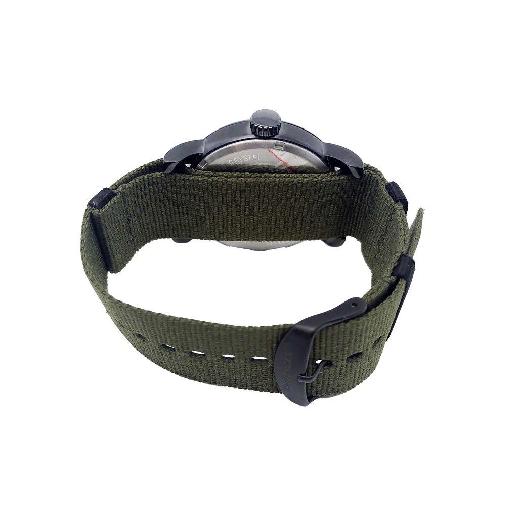 Back View Of Screwback Back Case And Closed Nylon Band Of Wenger 01.1041.130 Watch Display Model Condition