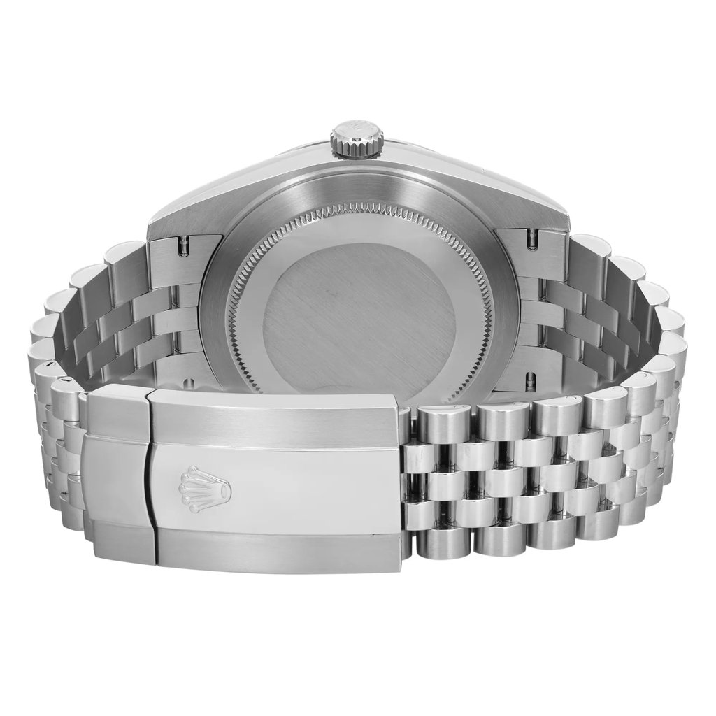 Back View Of Screwback Back Case And Closed Stainless Steel Band Of Rolex 126334 Watch Pre Owned Condition