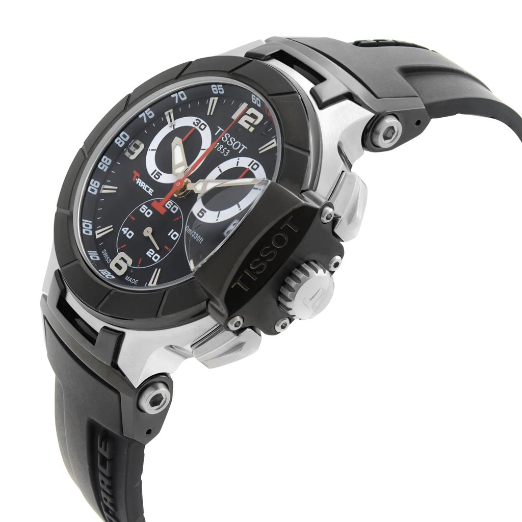View Of Crown Facing Side Of Tissot T048.417.27.057.00 Stainless Steel Watch Display Model Condition