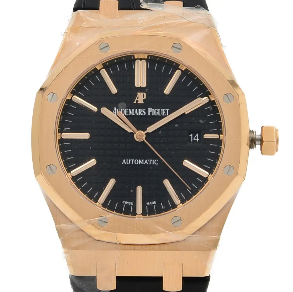 Up Close Front Facing Picture Of Audemars Piguet 15400OR.OO.D002CR.01 Rose Gold Watch Unworn Condition