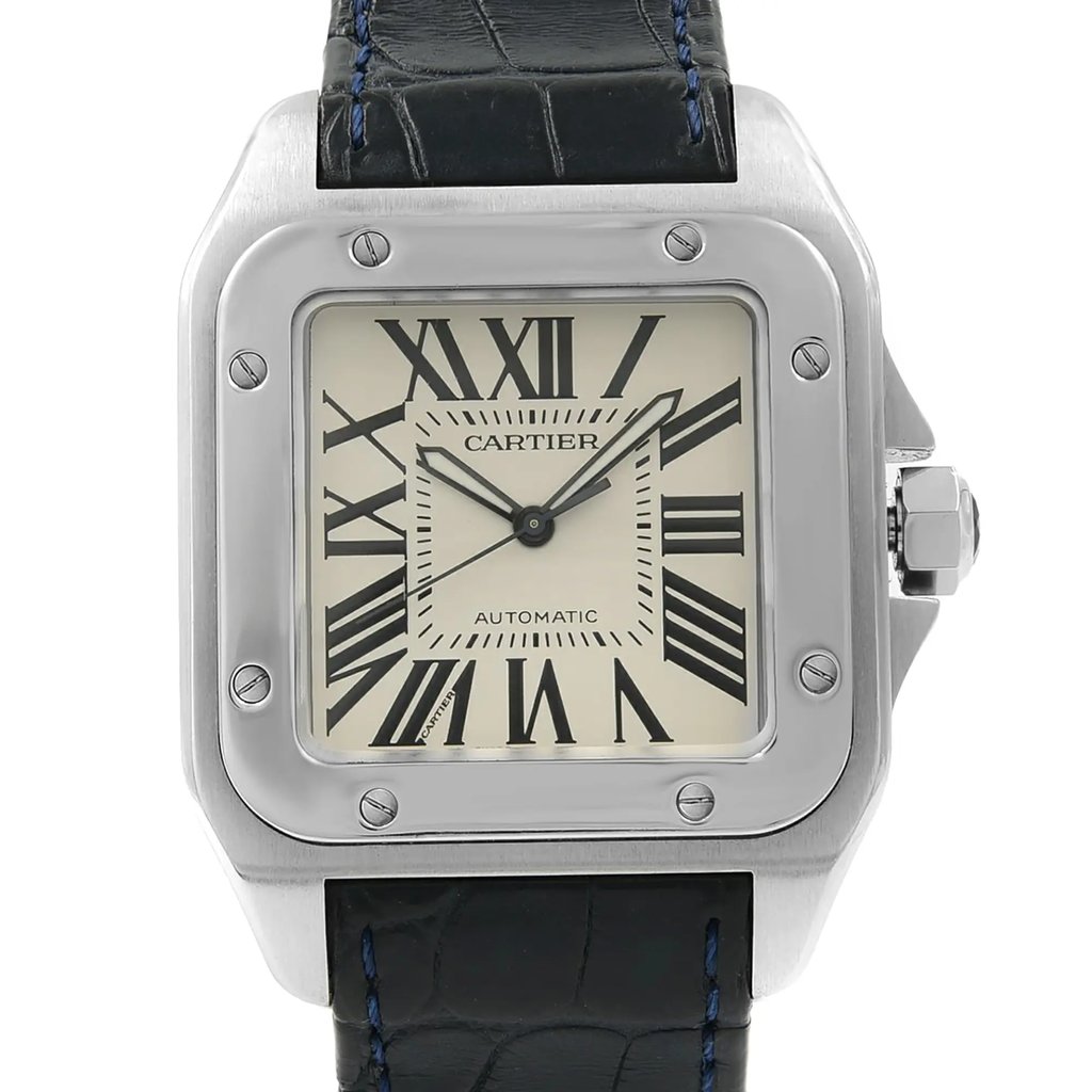 Up Close Front Facing Picture Of Cartier W20073X8 Stainless Steel Watch Pre Owned Condition