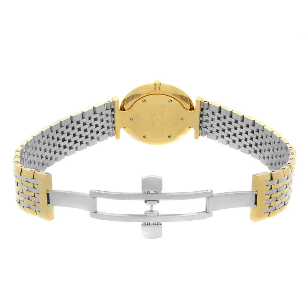 An image of a Wristwatch by Longines. This Pre Owned item is designed for Men, featuring a Dress/Formal style. It has a Quartz movement and an Analog display with a White dial color. The indices include 12-Hour Dial,Roman Numerals. The band is made of Stainless Steel and the case is made of Stainless Steel. The watch has a Round shape with a case size of 36 mm and a case thickness of 5 mm.
