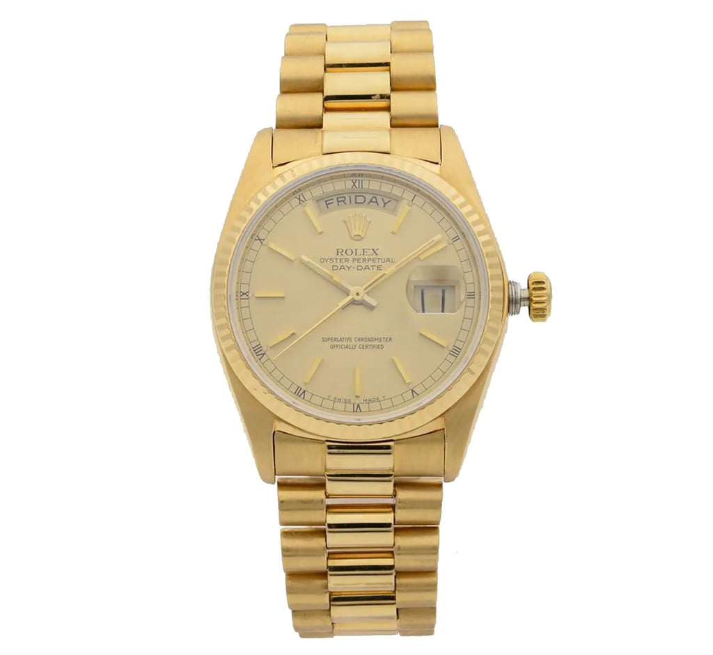 Front Full View Of Rolex 18038 Gold 18kt Watch Pre Owned Condition {Product Condition}