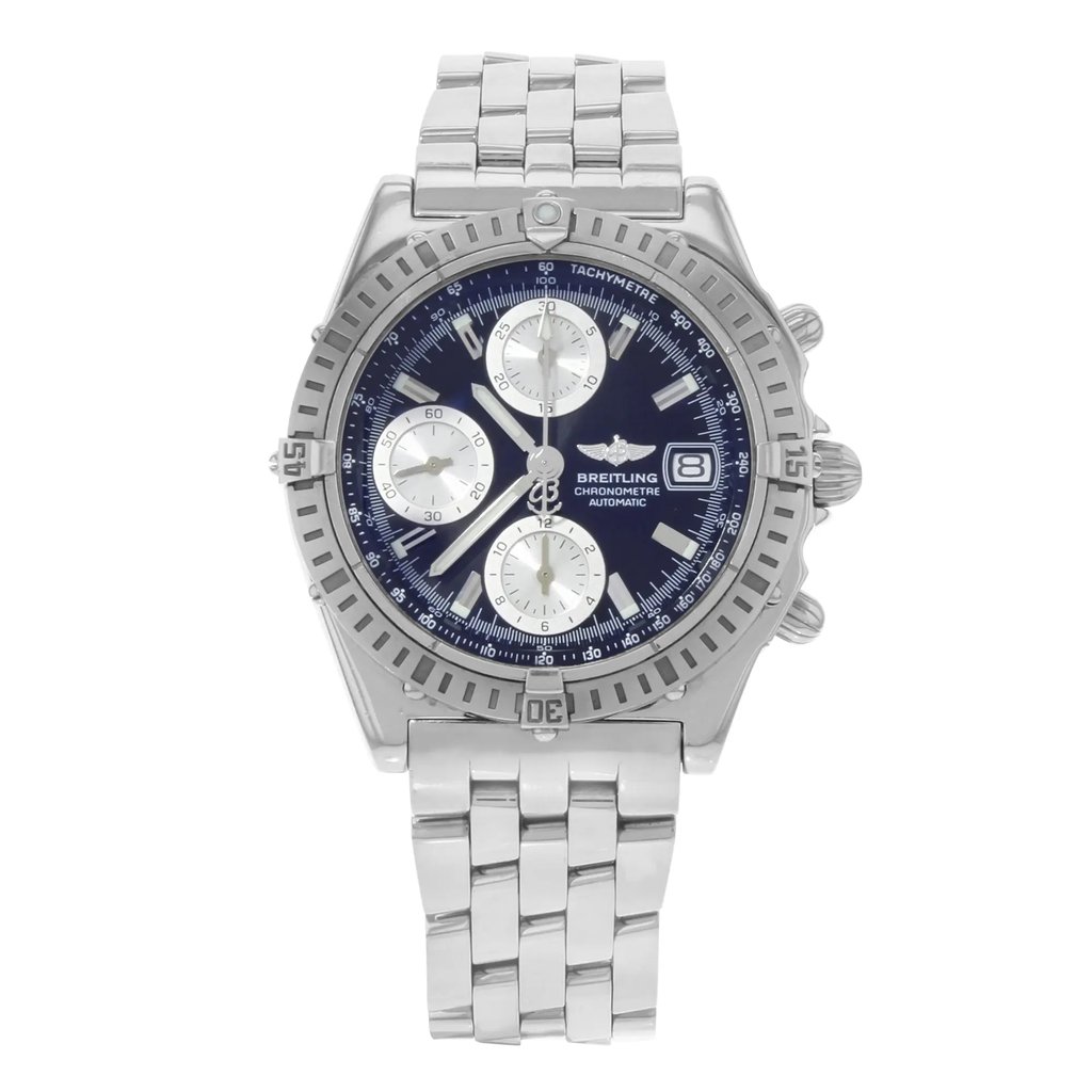 Front Full View Of Breitling A13352 Stainless Steel Watch Pre Owned Condition {Product Condition}