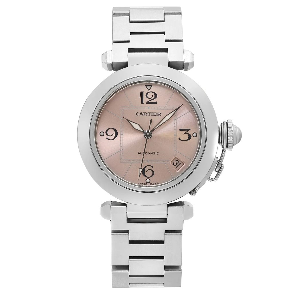 Front Full View Of Cartier W31075M7 Stainless Steel Watch Pre Owned Condition {Product Condition}